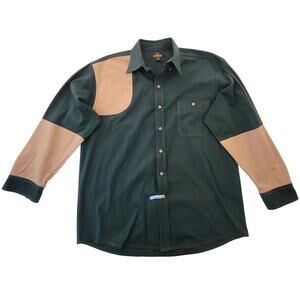 Redhead Button Up Shirt Mens L Long Sleeve Shooting Green Tan Hunting Padded